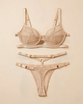 Satynowy Komplet Bielizny - Aura Satin Nude